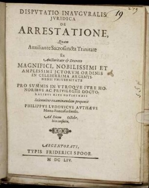 Disputatio Inauguralis Iuridica De Arrestatione