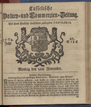 45. Stueck, Montag den 5ten November 1764