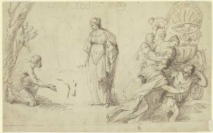 Odysseus' Ankunft bei den Phäaken: Odysseus fleht Nausikaa um Hilfe an