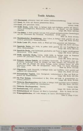 Textile Arbeiten (Nr. 1176-1194)