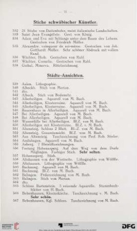 Stiche schwäbischer Künstler (Nr. 532-538)