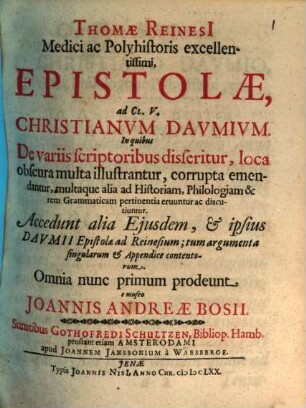 Epistolae ad Christianum Daumium