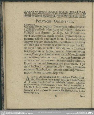 Politicus Orientalis