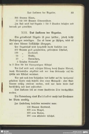XIII. Das Lackieren der Negative