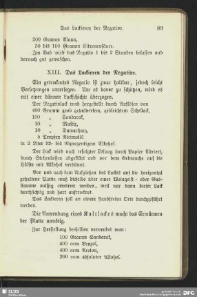 XIII. Das Lackieren der Negative