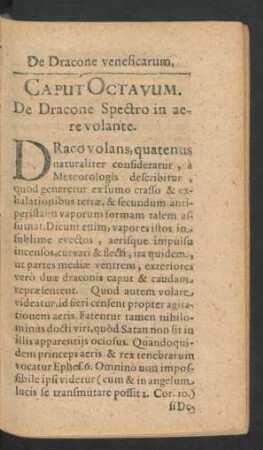 Caput Octavum. De Dracone Spectro in aere volante.