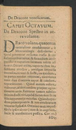 Caput Octavum. De Dracone Spectro in aere volante.