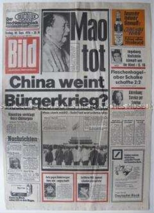 Tageszeitung "Bild" zum Tod von Mao Tse-tung