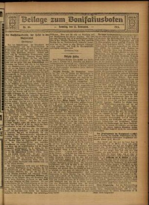 Zweite Ausgabe vom Sonntag, den 12. November 1916.