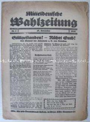Regionale Wahlzeitung der DDP zur Reichstagswahl 1924