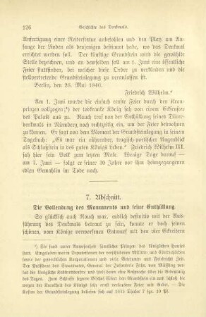 7. Abschnitt. Die Vollendung des Monuments und seine Enthüllung