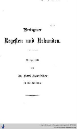 Breisgauer Regesten und Urkunden.