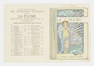 Frau mit großer Feder und Pegasus, Titelblatt für die französische literarische und künstlerische Zeitschrift "La Plume", Paris 1897