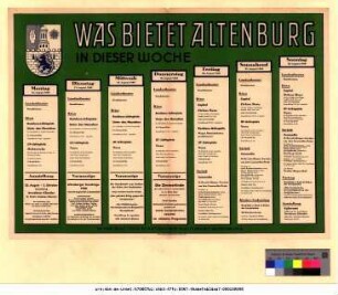 Originaltitel: Was bietet Altenburg in dieser Woche 16. August bis 22. August 1948 Mitgeteilt vom Städtischen Kulturamt Altenburg