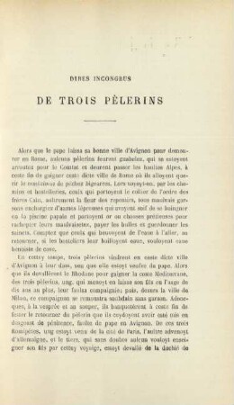 Dires incongrus de trois pèlerins