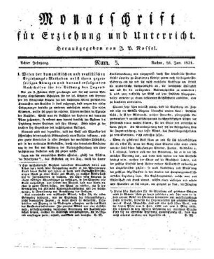 Wesen der humanistischen und realistischen Erziehungs-Methoden nebst ihren gegenseitigen Abwegen und daraus erfolgenden Nachtheilen für die Bildung der Jugend