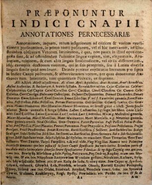 Thesaurus R. P. Gregorii Cnapii e Societate Jesu Latino-Polono-Germanicus : Praemissa sunt huic Operi Annotationes rerum insigniorum ad criticen & variam eruditionem pertinentium ...
