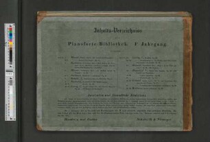 Inhalts-Verzeichnis der Pianoforte-Bibliothek 1r Jahrgang