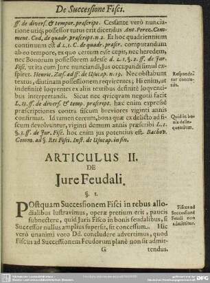 Articulus II. De Jure Feudali