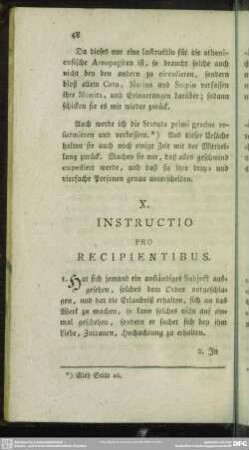 X. Instructio Pro Recipientibus