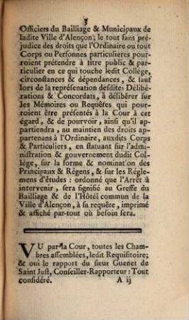 Arrest De La Cour Du Parlement De Rouen, Toutes Les Chambres Assemblées : Sur le remplacement des ci-devant soi-disans Jésuites, dans le Collége d'Alençon. Du 18 Juin 1762