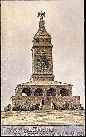 Fischer, Theodor; Berg am Starnberger See - Rottmannshöhe (Bayern); Bismarckturm - Ansicht