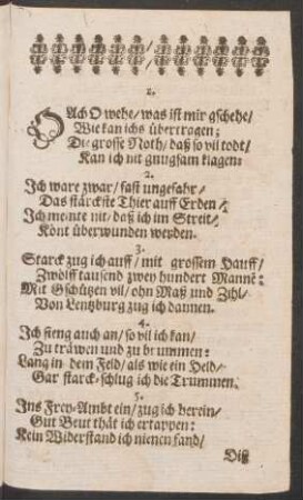 O Ach O wehe/ was ist mir gschehe/ Wie kan ichs übertragen