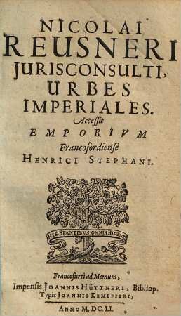 Nicolai Reusneri Jurisconsulti, Urbes Imperiales