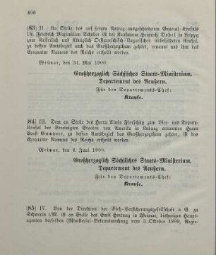 86. Ministerial-Bekanntmachung, betreffend Wechsel in der Hauptagentur der Mecklenburgischen Lebensversicherungs-Bank zu Schwerin