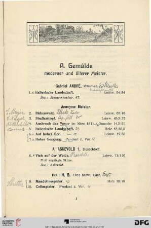A. Gemälde moderner und älterer Meister (Nr. 1-210)