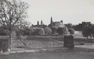 Dresden, Blick vom Garten des Japanischen Palais nach Südosten auf die Altstadt