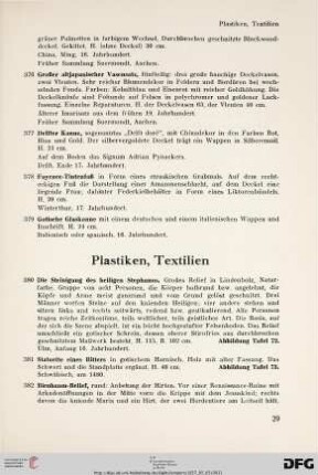 Plastiken, Textilien (Nr. 380-391)