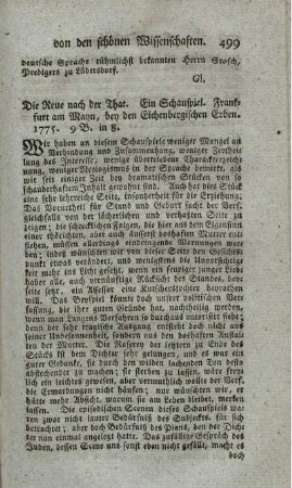 Die Reue der That. Ein Schauspiel.