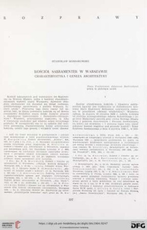 Kościół sakramentek w Warszawie : charakterystyka i geneza architektury