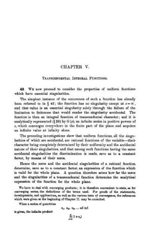 Chapter V. Transcendental Integral Uniform Functions.