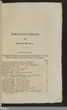 Inhaltsverzeichnis des dritten Bandes