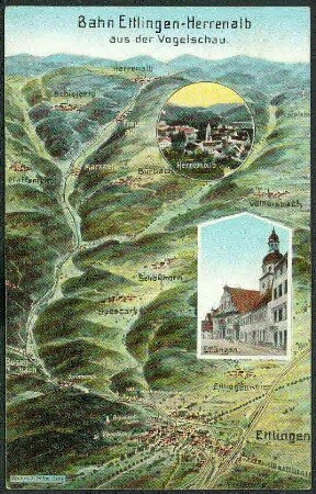 Bahn Ettlingen-Herrenalb aus der Vogelschau