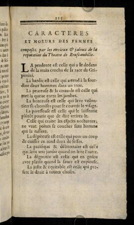 215-216, Caracteres et moeurs des femmes...