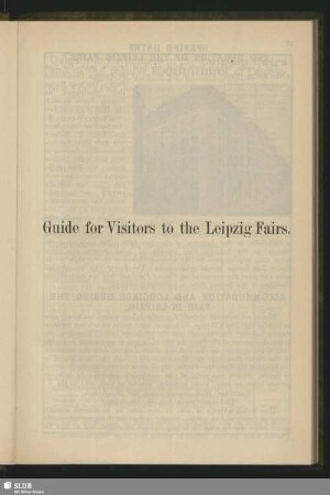 Guide for Visitors to the Leipzig Fairs