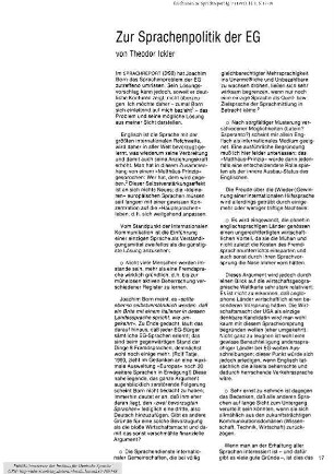 Zur Sprachenpolitik der EG