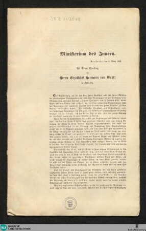 An seine Excellenz den Herrn Erzbischof Hermann von Vicari in Freiburg : den 5. März 1853