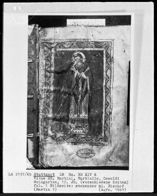 Sulpicius Severus und Pseudo Aurelianus - Vitae Sanctorum Martini, Martialis, Oswaldi — Sulpicius Severus, Folio 1recto-70verso — ---, Folio ---Heiliger Martin, Folio 1recto