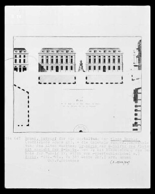 Rouen, Entwurf für den Place Royale, Ansicht der Südseite des geplanten Platzes mit einem Denkmal