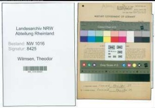 Entnazifizierung Theodor Wilmsen , geb. 31.03.1883 (Motorbootfuehrer)