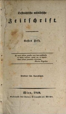 Oestreichische militärische Zeitschrift. 1840, 1/3