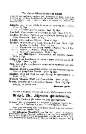 [Schulbuchempfehlungen von Buchhandlungen]