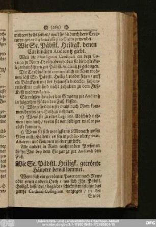 Wie Se. Päbstl. Heiligk. denen Cardinälen Audientz giebt.