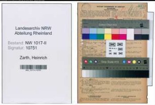 Entnazifizierung Heinrich Zarth , geb. 14.02.1905 ()
