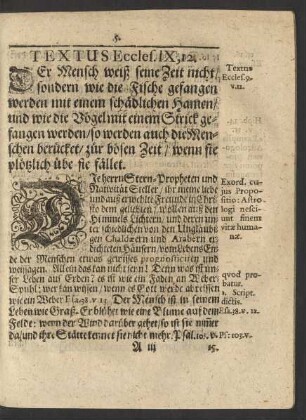 Textus Eccles. IX, 12.
