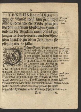 Textus Eccles. IX, 12.